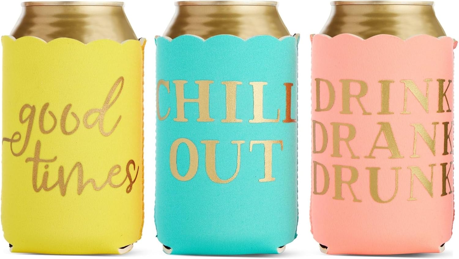 BLUE PANDA 12-Pack Scalloped Can Cooler Sleeves - Girls Trip Fun Gifts - Fits Most 12oz Cans (2.5x2.5x4.2 in) - Neoprene Insulation - Image 7