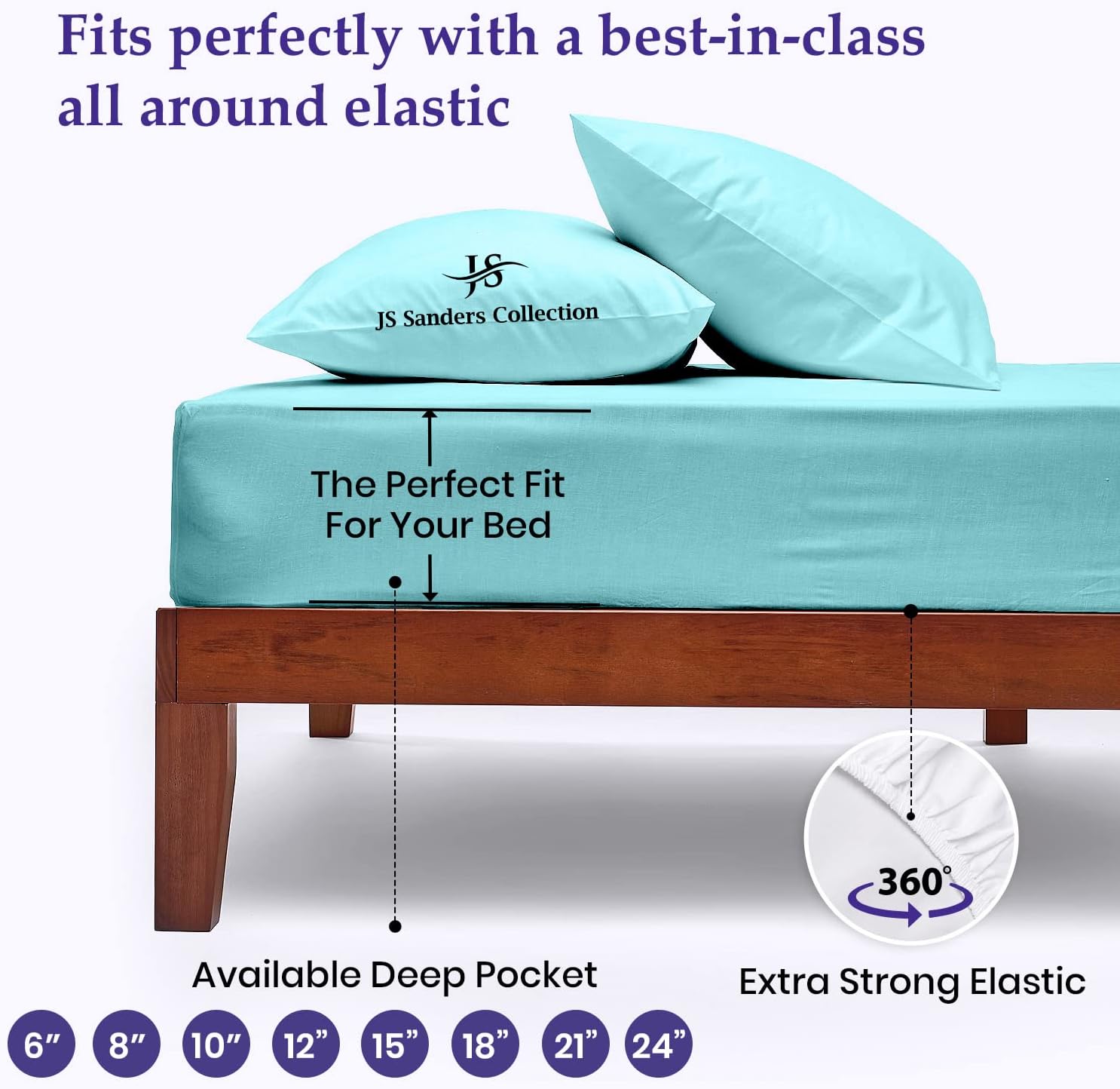 CASA LINEN Alaskan King (108X108) Sheet Set Luxury Soft 100% Egyptian Cotton -Classic Collection Bed Sheet Set for Alaskan King Mattress Aqua Blue Solid 1000 Thread Count 6" Deep Pocket