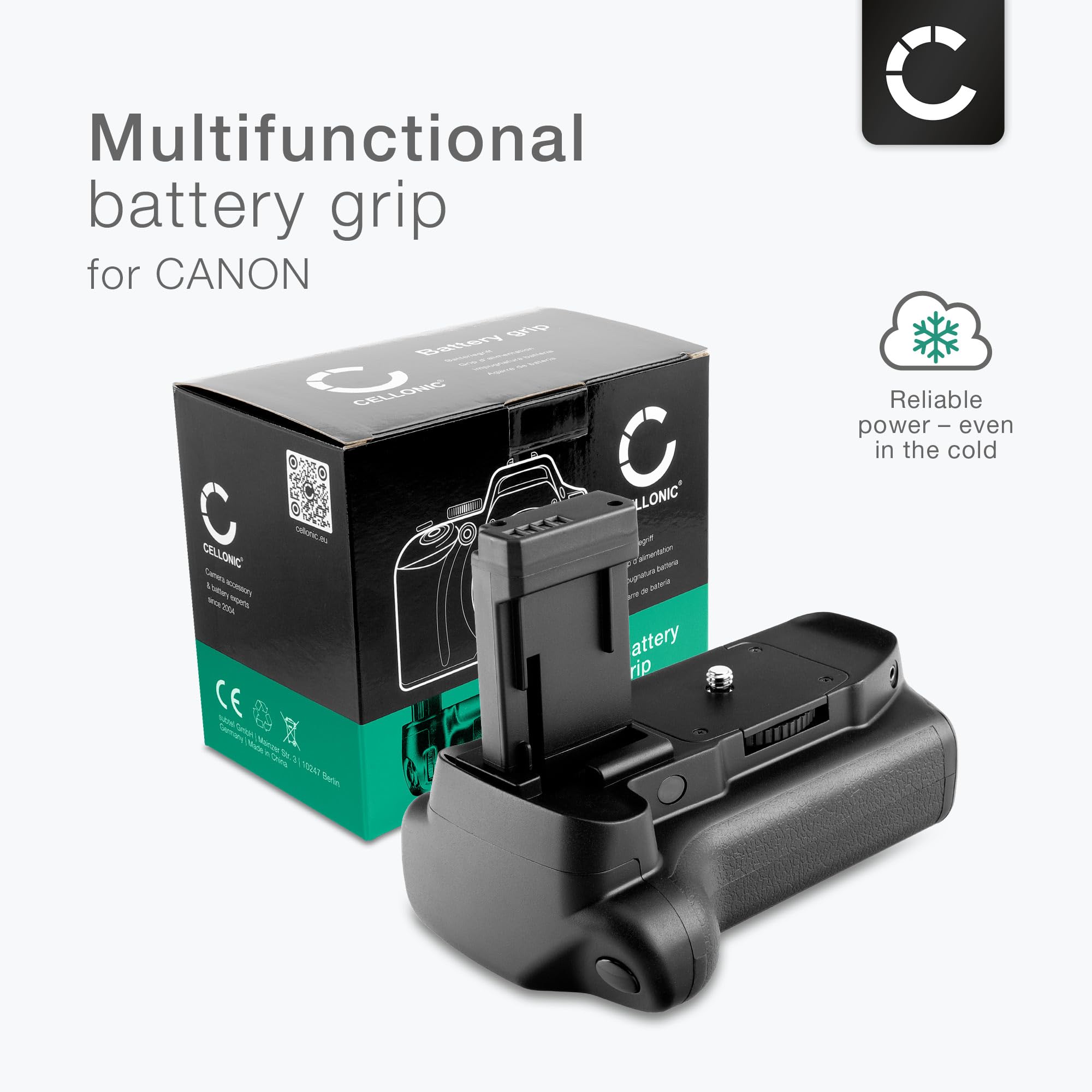 CELLONIC Impugnatura BG-E10 Compatibile con Battery Grip per Fotocamera Fotografia Verticale Multifunzione portabatterie LP-E10
