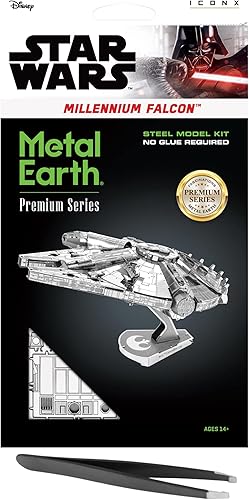 Metal Earth Fascinations Premium Series Star Wars Millennium Falcon 3D Kit de modelo de metal con pinzas