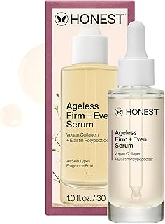 Honest Beauty Ageless Firm and Even Serum | Powered by Vegan Collagen and Elastin Polypeptides | Firmer-Looking Skin and Even Tone | Fragrance Free, EWG Verified, Vegan, Cruelty-Free | 1 fl oz