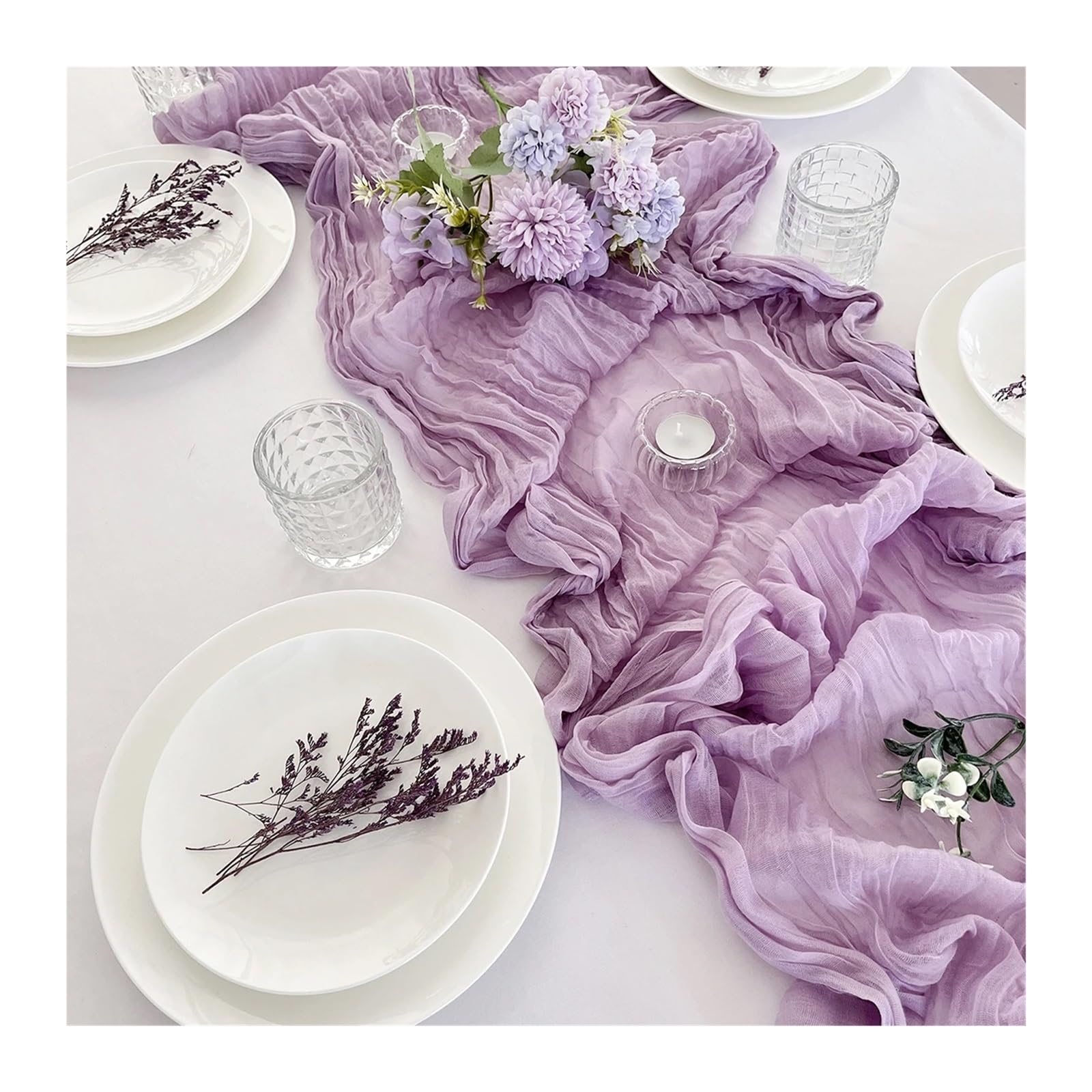 Cotton Table Napkins, Cheesecloth Gauze Table Runner Multicolor 10 Pcs Multiple Sizes(Purpur,10PCS 90X180cm)