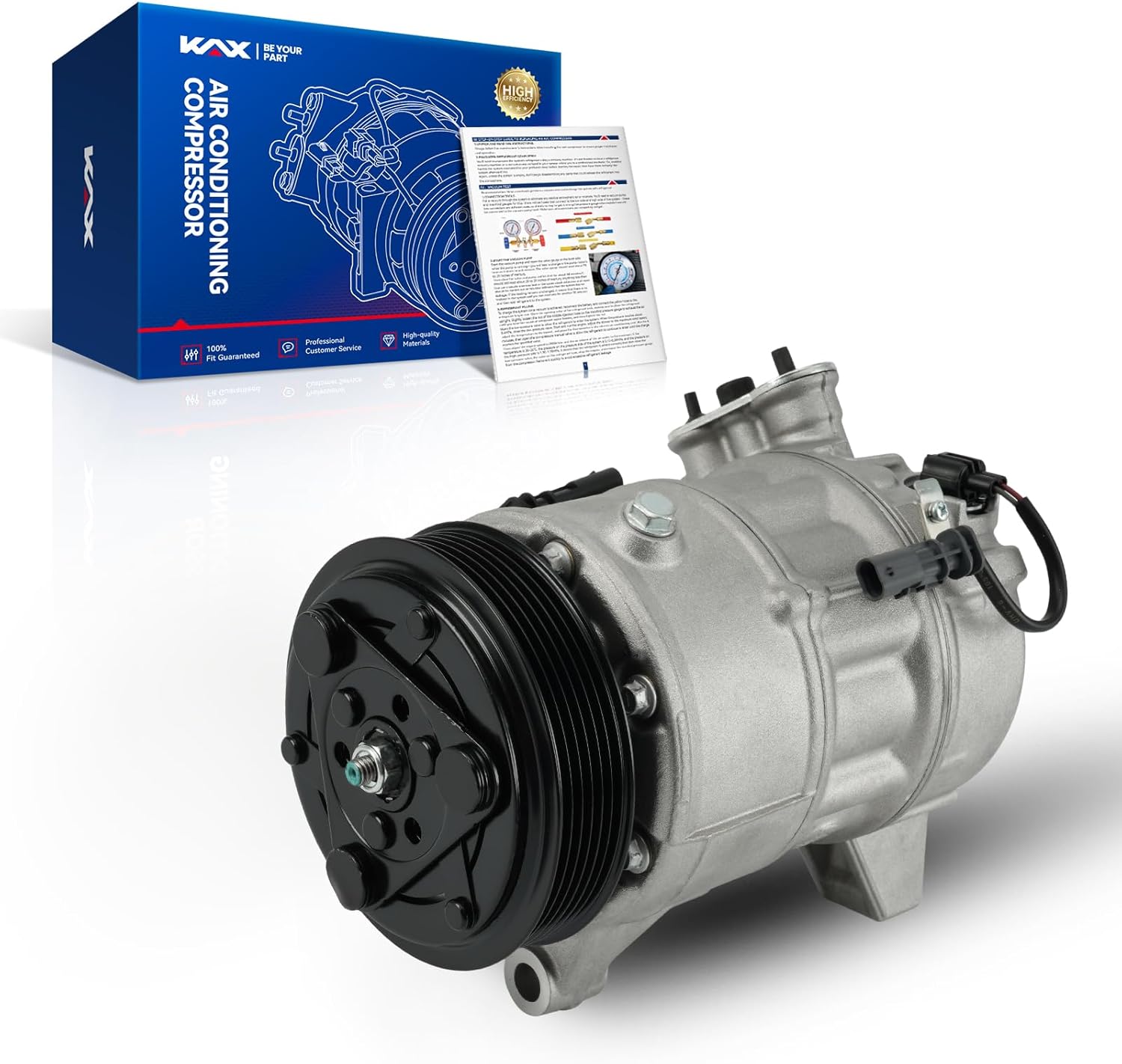 KAX 98586 Air Conditioner AC Compressor with Clutch, Compatible with LaCrosse 3.6L 2012-2012, SRX 2012-2016, PXC16 Style, Replace# CO-22224C, 977011U600RU, F500JYBBA09, F500JYBBB10
