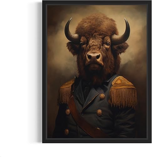 Bison Vintage Portrait Poster Art Print, Classic Animals Wall Decor Home Art for