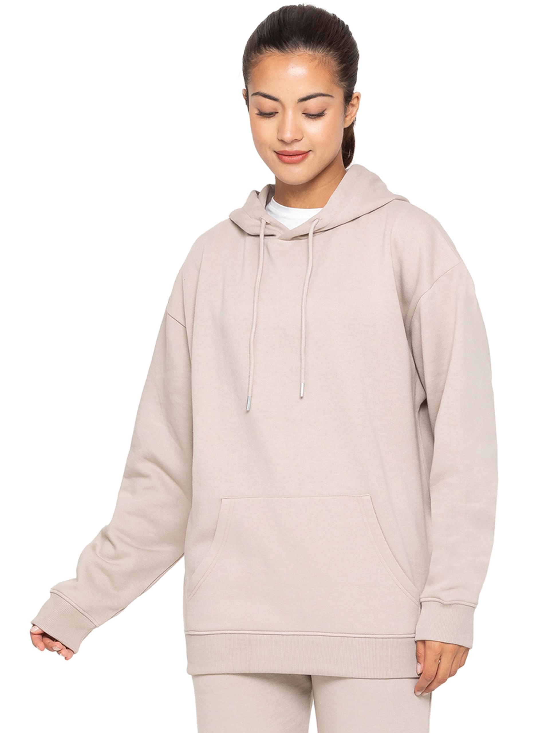 989Zé Enzo Women's Oatmeal Oversized Hoodie Sweatshirt Soft Fleece Lined Pullover Zip Sweat Hood (Uk, Alpha, L, Regular, Regular, )