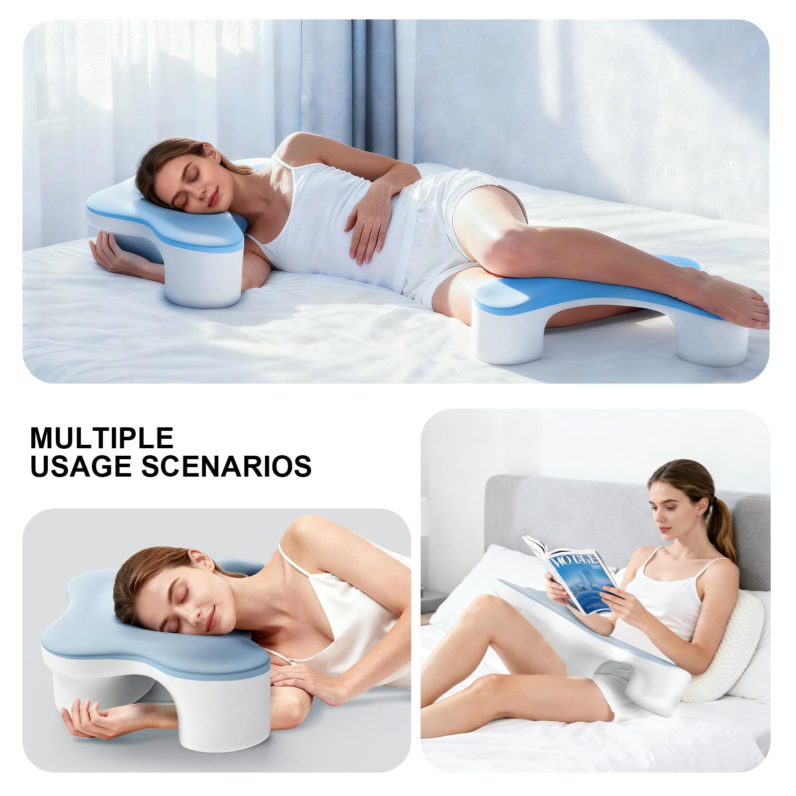 Almohada Cervical con Orificio Para el Brazo, 2 en 1 Almohada Ergonómico Espuma de Memoria Almohada para Soporte de Cabeza I Cuello I Hombro, Relajación y Alivio del Estrés con 2 Fundas de Almohada