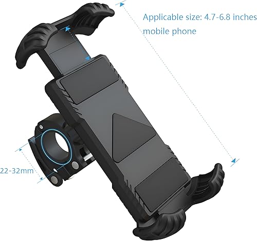 Miniatura 2 de Soporte de teléfono para bicicleta, motocicleta, scooter, carriola, caminadora, 4.7-6.8 pulgadas, teléfonos inteligentes ajustables y antigolpes,