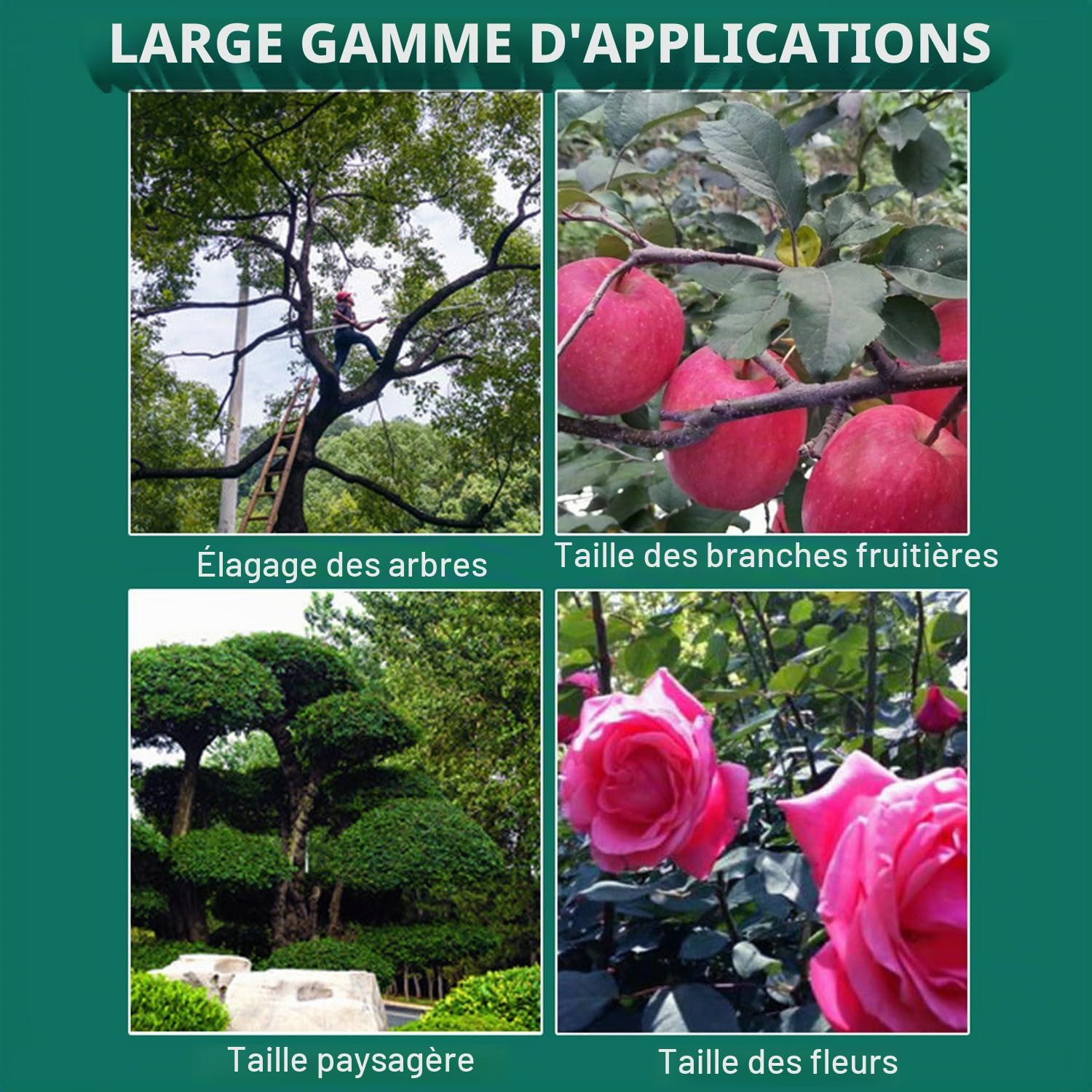 Coupe Branche Telescopique,Scie d'Élagage Manuelle,Secateur Telescopique Réglable En Hauteur Sur 4 m,Avec 9 Poteaux Alliage Aluminium Pour Élagage Coupe Branches Hautes Palmiers Arbustes(Bleu)