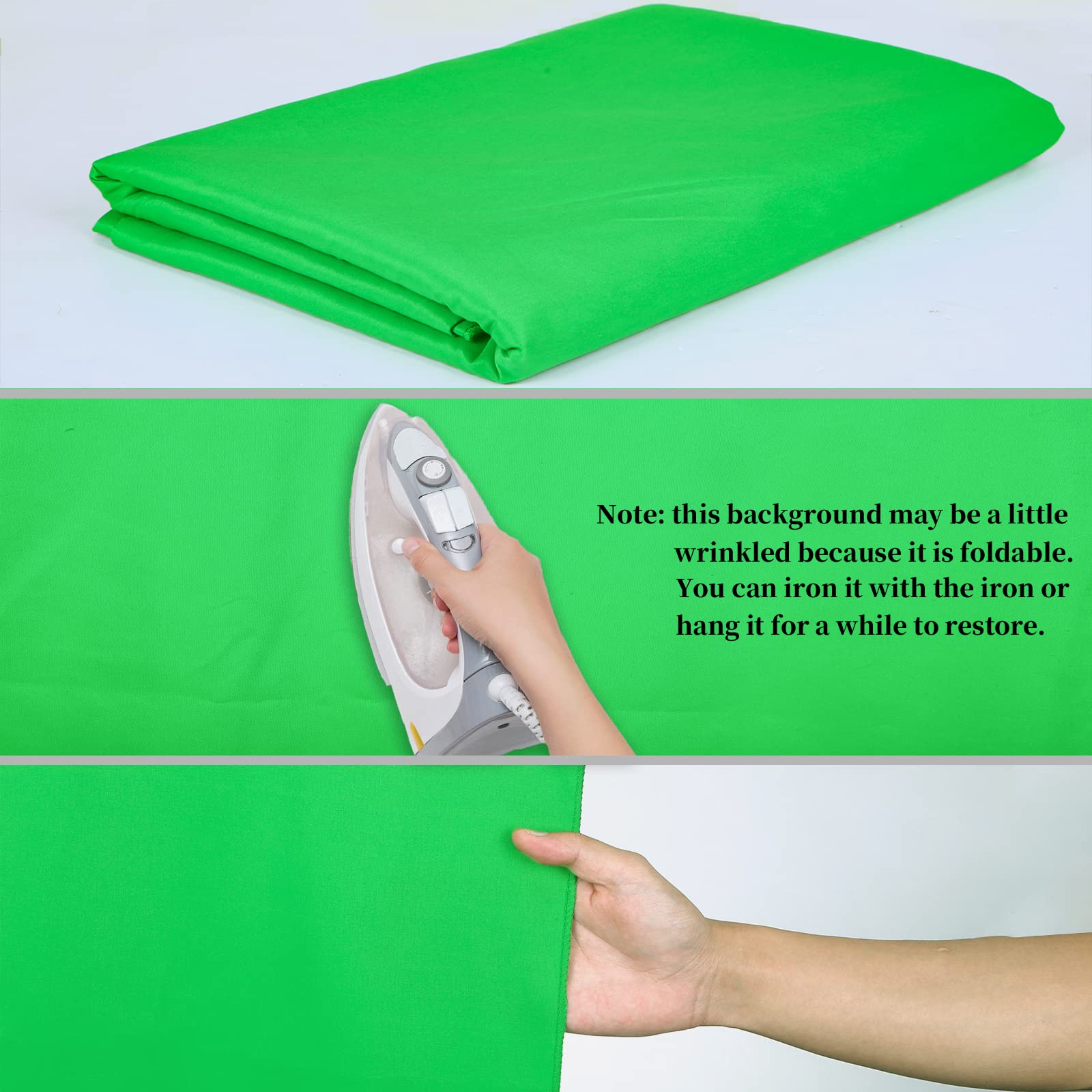 Green Screen 3x3 M - Sfondo Verde Per Video, Foto E Streaming Con 4 Clip, Pieghevole E Lavabile - Foto 3
