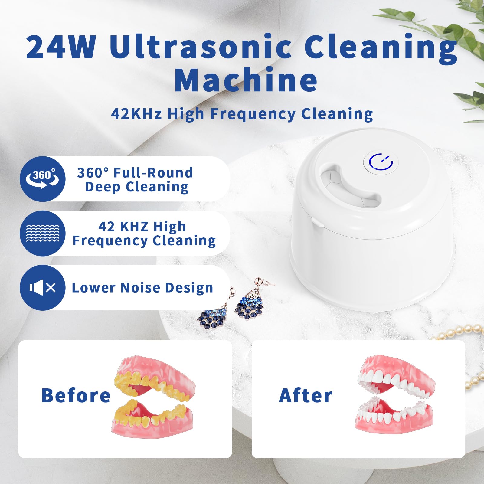 DK SONIC Myjka Ultradźwiękowa 200ML 24W | Do Protez i Biżuterii z Trybem Odgazowania | Czyszczenie Nakładek Monet