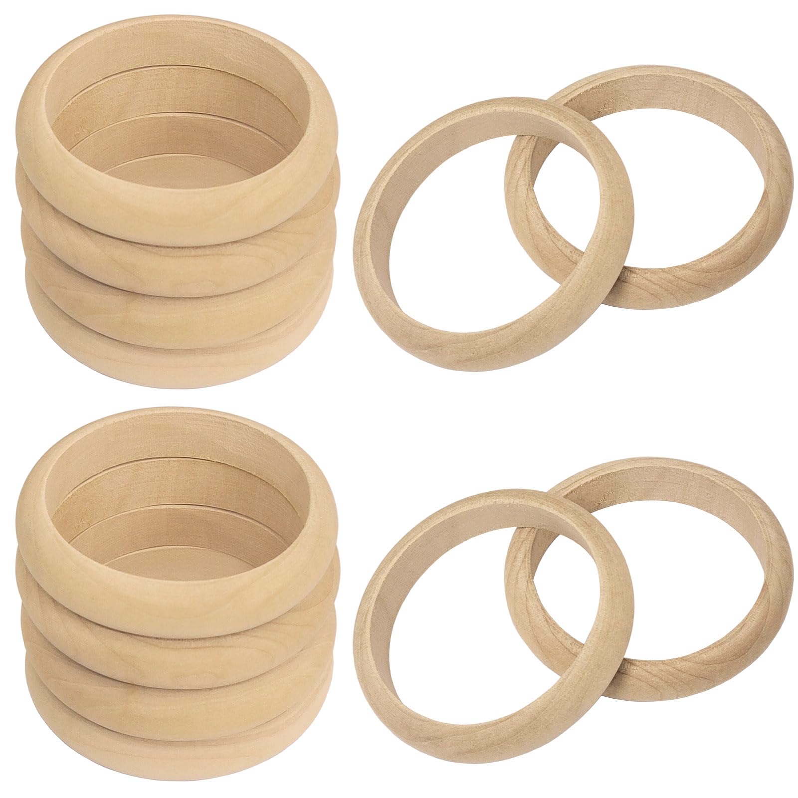 Bracelets joncs en bois brut lisse 8,1 cm lot de 12 supports loisirs créatifs