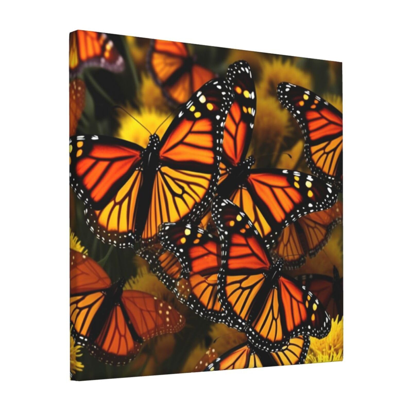KLOPH Monarch Butterflies Canvas Wall Art for Living Room 12"x12" Modern Artwork Painting for Bathroom Hanging Canvas Prints Aesthetic Wallart for Bedroom Kitchen Office Wall Decor