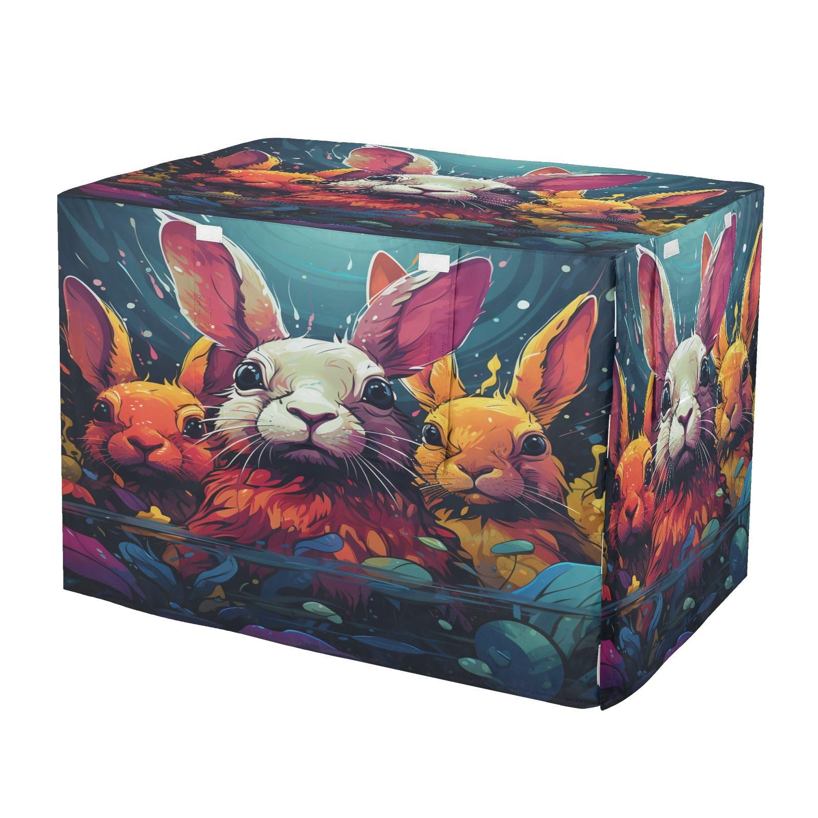 KAAVIYO Colorful Rabbits Swimming Sea Dog Cat Crate Cover,Waterproof Pet Kennel Covers for Animals Cages Indoor Outdoor