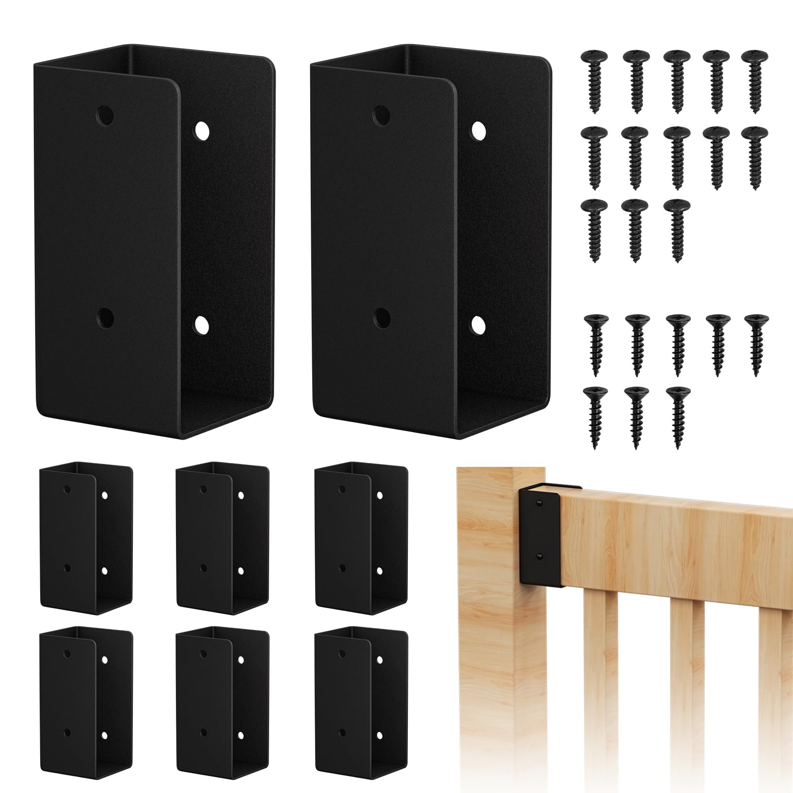 Lot de 8 Connecteurs de Balustrade - Supports Cachés Pour Clôture, Véranda, Jardin - Pour Connecter du Bois de 5,8 x 10,12 cm à des Poteaux en Bois