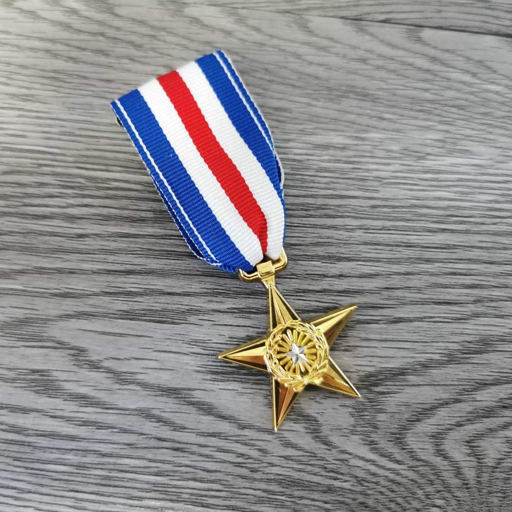 US Silver Star Military Medal Bronze Star Souvenir Badge-WW2 USA USSR Military Badge Medal Collection Order of The Patriotic War Award Copy, Gold