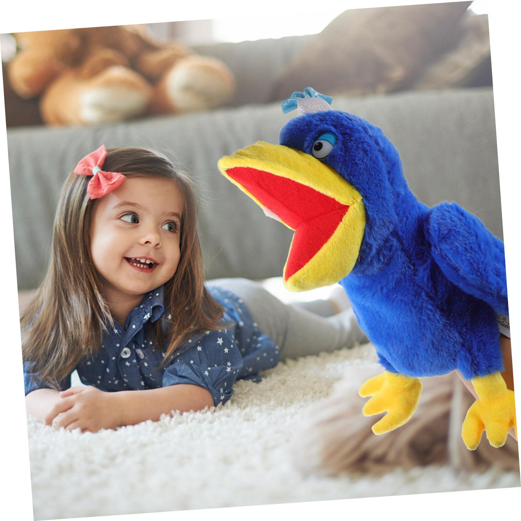 Vaguelly Pavo Real Lavable Marioneta de Mano de Peluche Interactiva de Felpa Suave y Algodón PP Contar Historias para Niños y Adultos