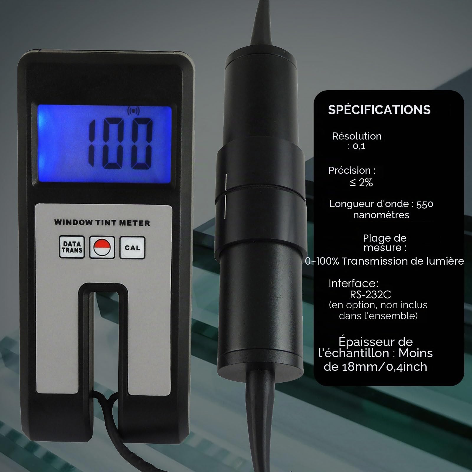 Testeur De Teinte De Vitre De Voiture NuméRique Testeur Solaire Portable Testeur De Transmission De LumièRe Visuelle Testeur De Verre Filmé Testeur De Rejet Uv Ir Testeur De Spectre