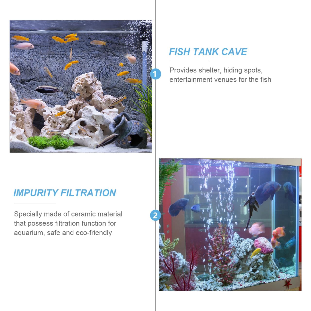 Veemoon Aquarium Cave Fish Hide Ceramic Tunnel Shrimp Breeding Tube Fish Shelter for Betta Cichlid Pleco Aquarium Decoration Ornament - Image 2