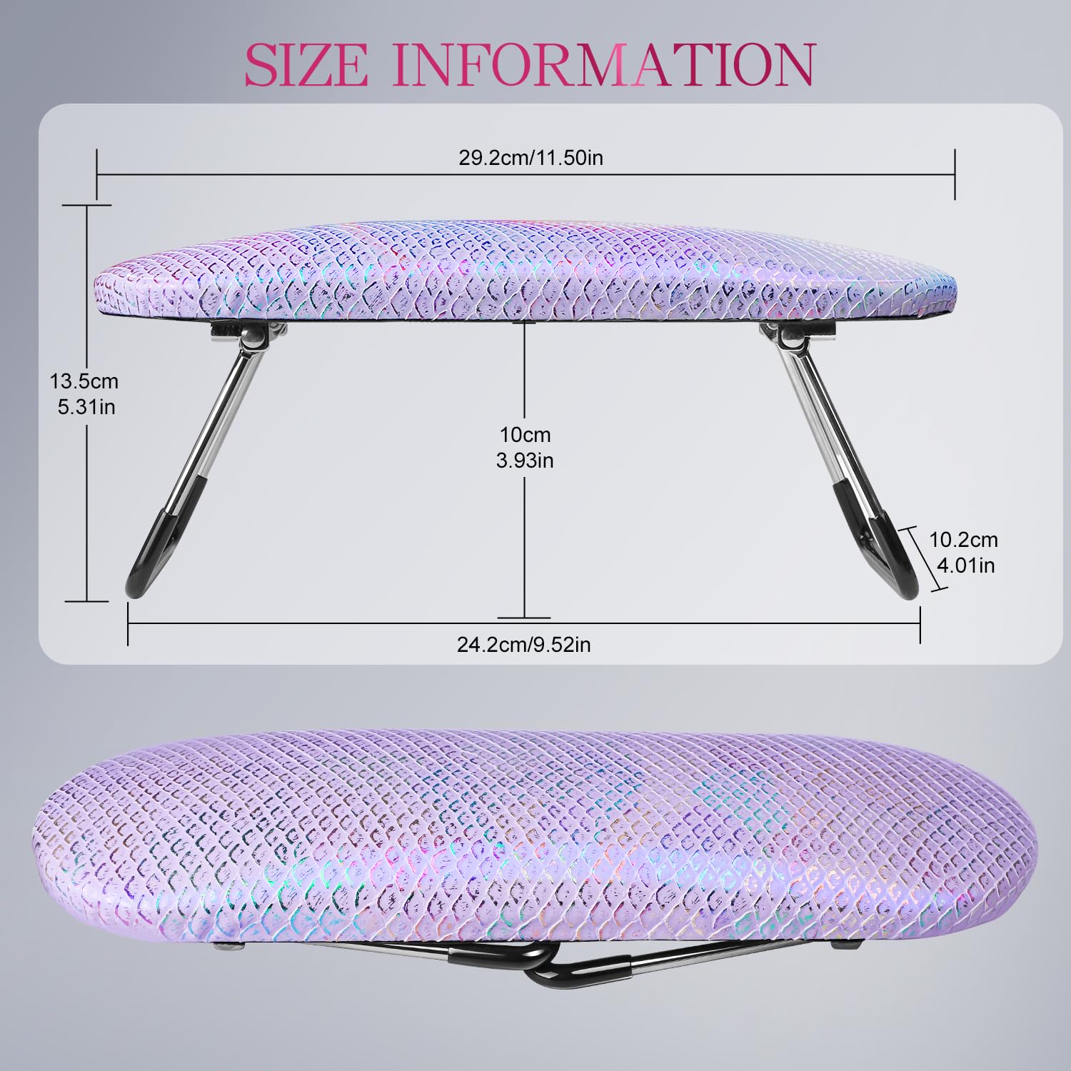 krofaue Professional Nail Hand Rest Stand - Nail Arm Rest High Density Sponge Foldable PU Leather Nail Arm Rest for Nail Tech with Non-Slip Stable Reduce Hand Fatigue Fit for Manicure Salon Use Purple