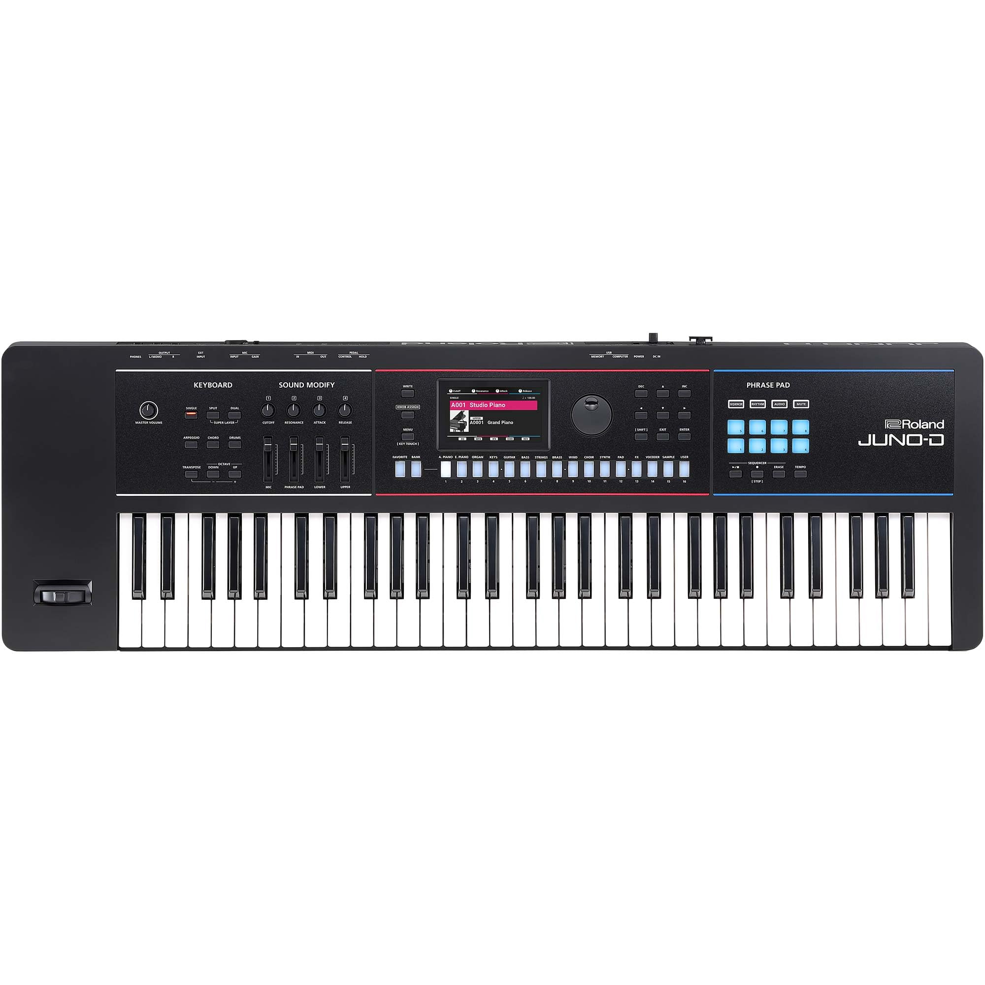 Synthétiseur JUNO-D6 Roland | Clavier à 61 touches à action de synthé | Générateur ZEN-Core avec plus de 3800 sons intégrés | Outils créatifs intuitifs | Audio/MIDI par USB-C