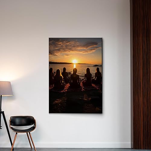 Miniatura 5 de Yoga Wall Art, Canvas Prints Yoga Meditation Studio Room Decorations Tie Dye Hippie Psychedelic Poster with Frame Meditating Peace Wall Art Hanging