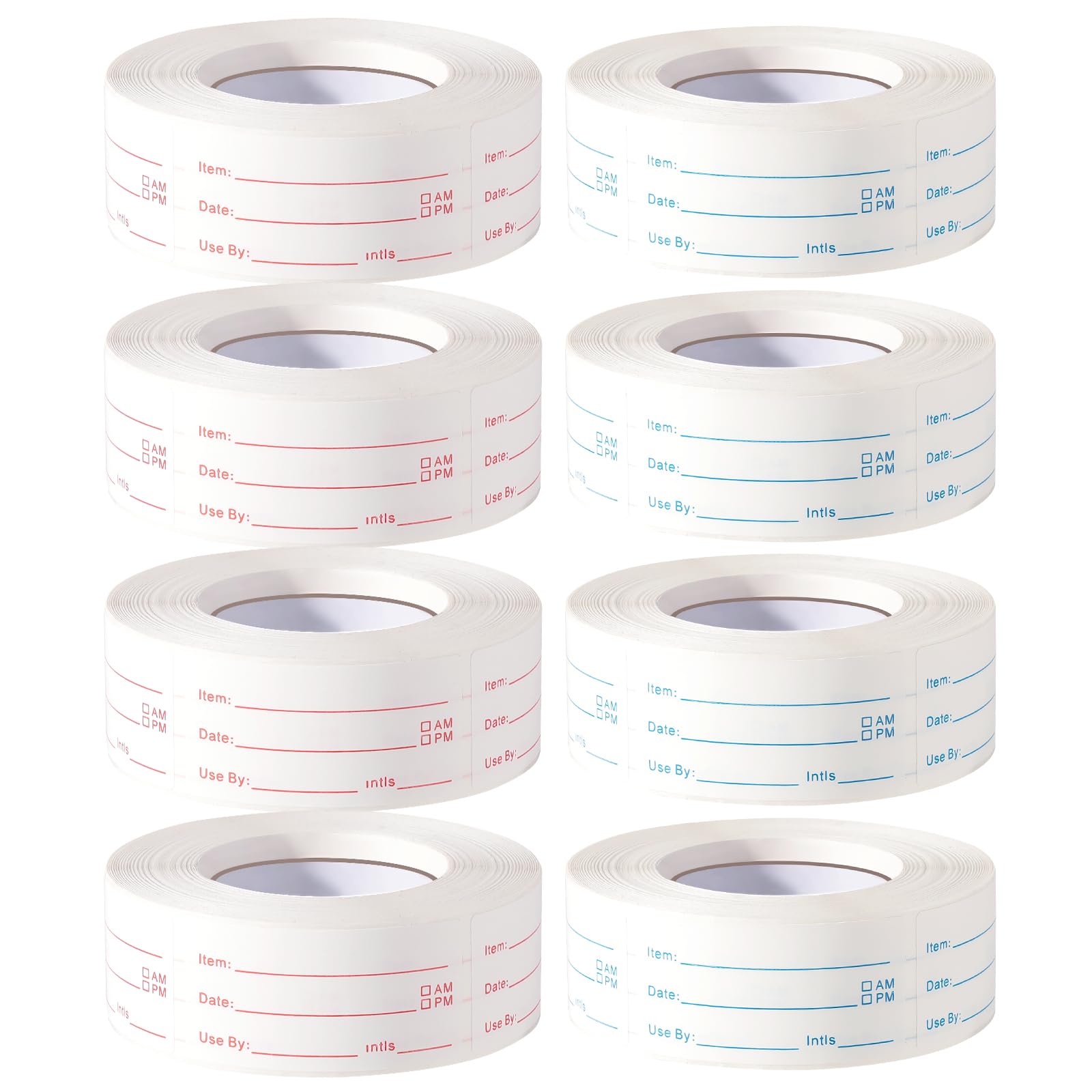 Lot de 8 rouleaux de 4000 étiquettes amovibles pour congélateur - 2,5 x 5,1 cm - Étiquettes alimentaires pour réfrigérateur - Étiquettes pour récipients alimentaires - Facile à écrire