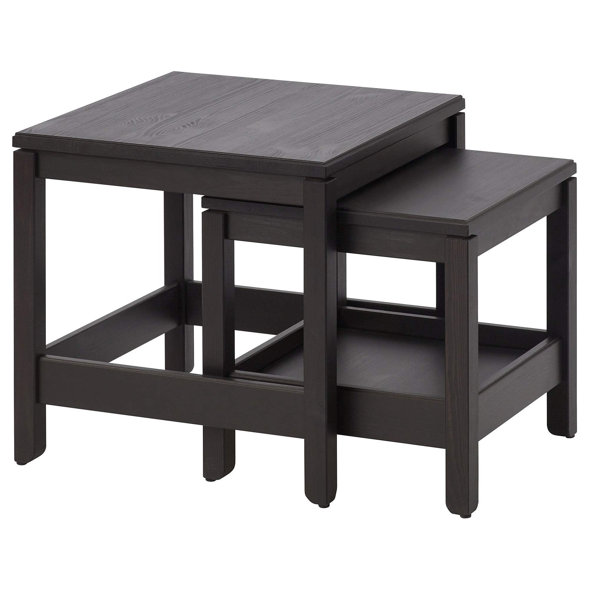 SIU Lot de 2 Tables gigognes Marron foncé en pin Massif, Durable, Facile à Nettoyer. Dimensions du Colis : 55 cm, Largeur : 54 cm, Hauteur : 19 cm, Poids : 11,60 kg.