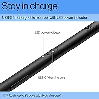 Vista 6 de HP 700 Rechargeable Multi Pen Compatible Across Devices/Protocols USBC Charging, Long Battery Life, LED Indicator Customizable Buttons Adjustable