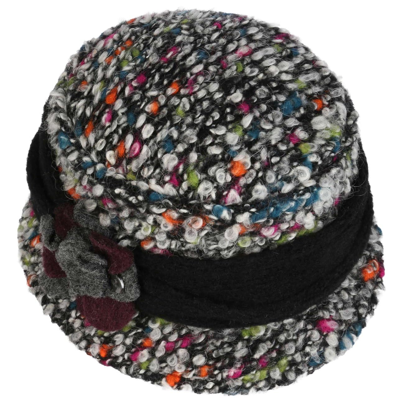 LIERYS Colourtouch Wollhut Damenhut mit Blume Bucket Hat Garniturband aus Filz Made in Italy Damen Herbst Winter