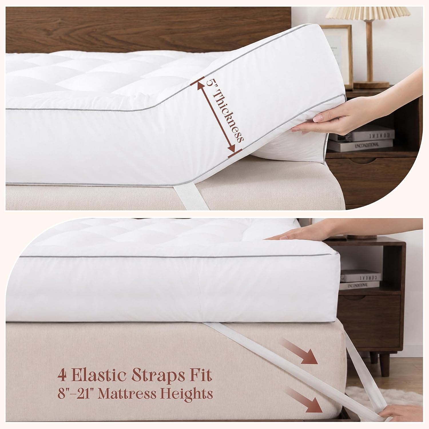 5 Inch Queen Size Memory Foam Mattress Topper, Breathable Cooling Gel Pillow Top Bed Topper, Pressure Relieving Soft Supportive Mattress Pad for Back Pain, 80x60x5 Inch