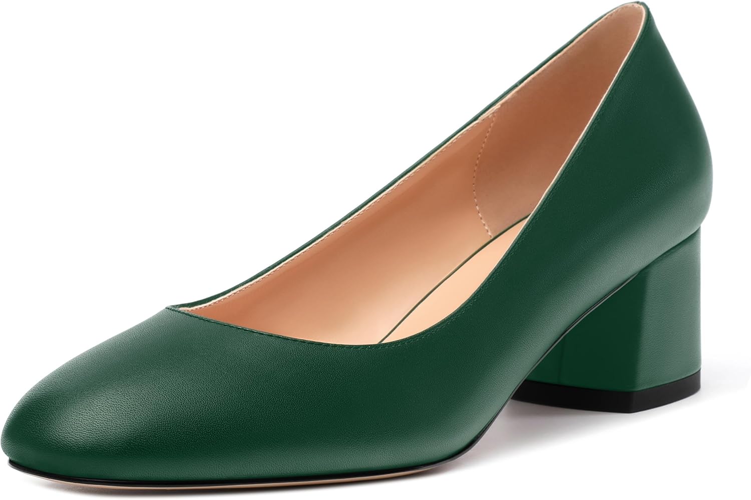 Womens Round Closed Toe Low Heels Fashion Slip On Comfort Solid Matte Pumps