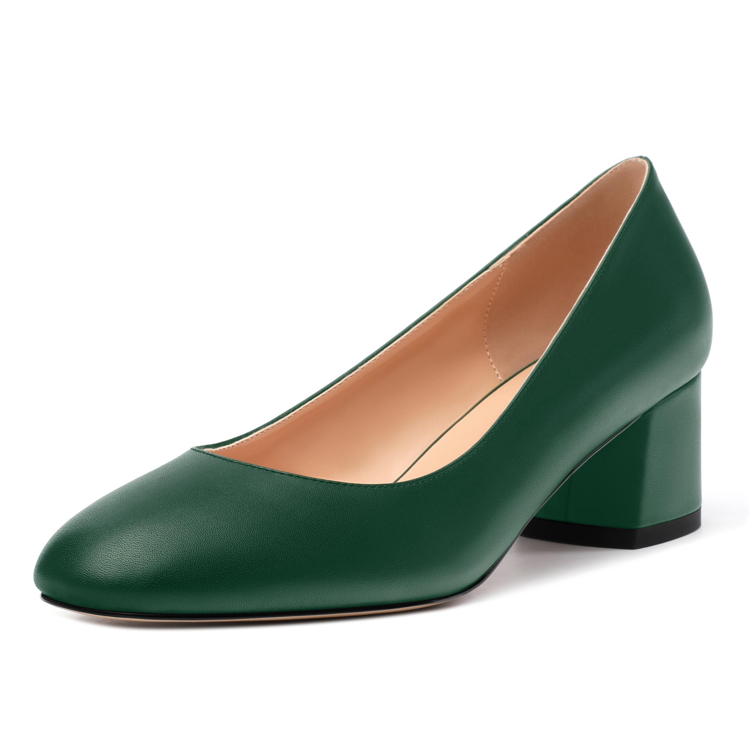 RLYGHWAO Womens Round Closed Toe Low Heels Fashion Slip On Comfort Solid Matte Pumps