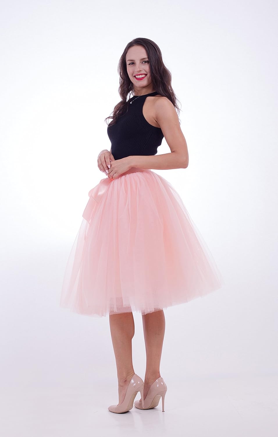 FOLOBE Women's Tutu Skirt Midi Tulle Skirts 7 Layers Petticoat knee length petticoat - Image 6