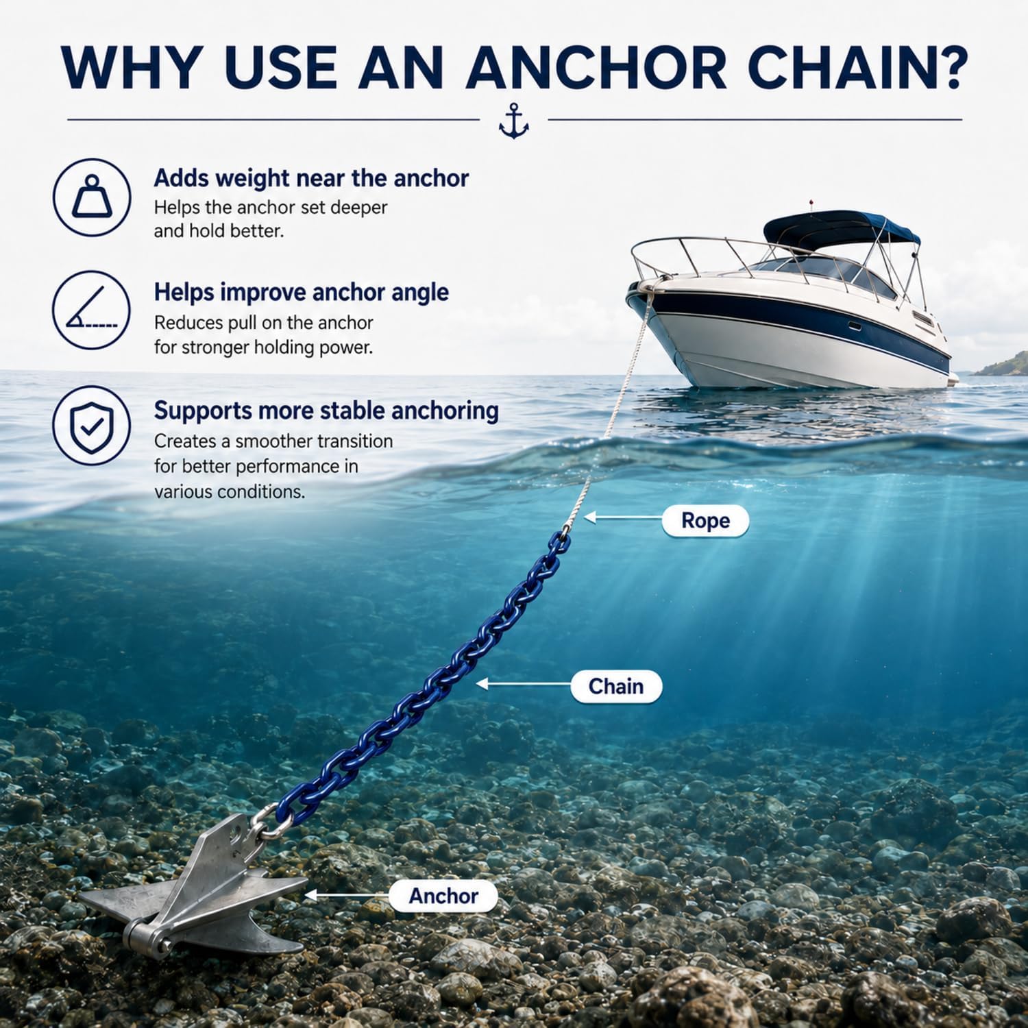 MorningRo PVC Coated Boat Anchor Chain 1/4 Inch x 4ft/ 5ft/ 6ft/ 7ft Anchor Chain for Boats with Stainless Steel Shackle Boat Safety for Kayak