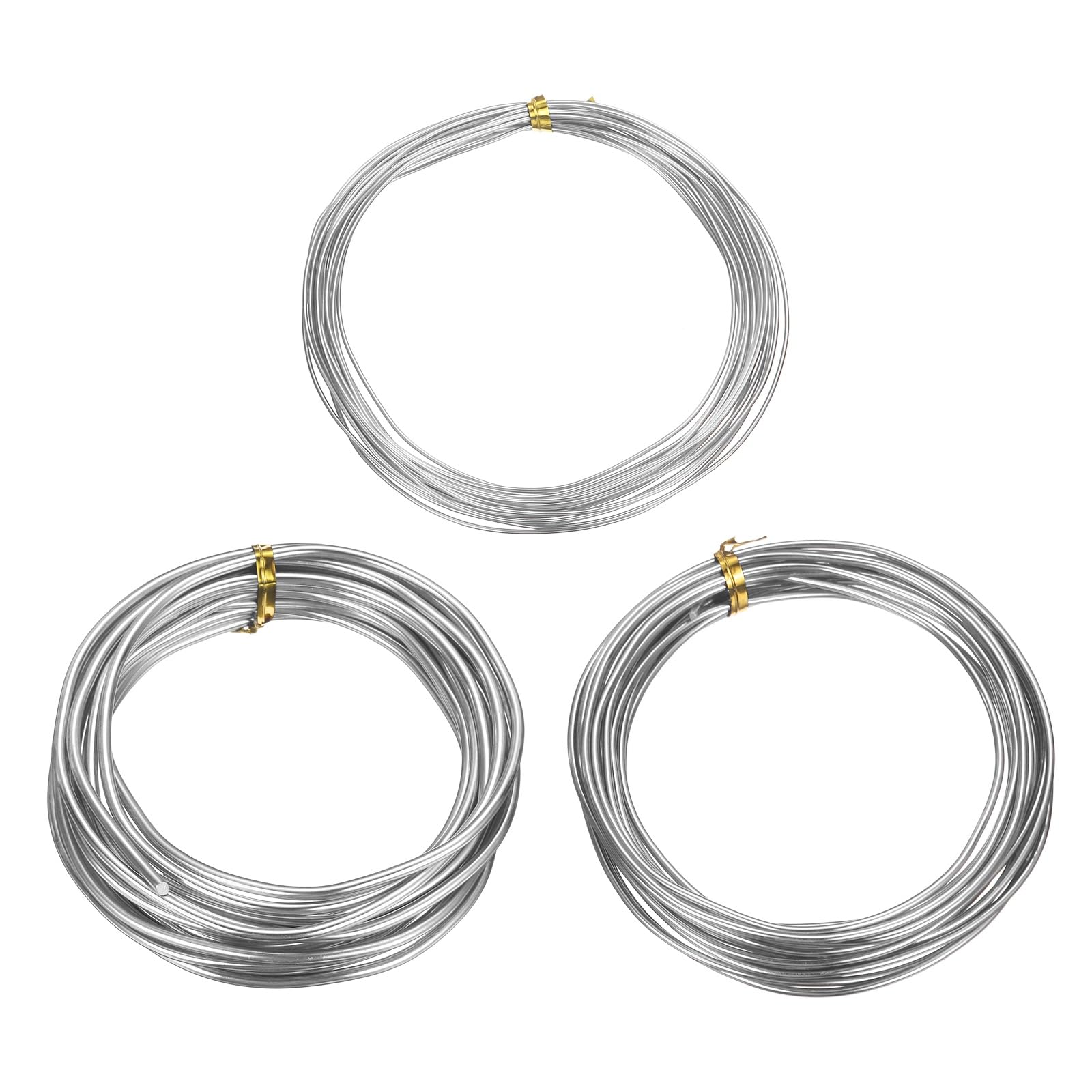 sourcing map 3 Roll Bonsai Wire 1/2/3mm Each Roll 16.4ft (5m) Anodized Aluminum Bonsai Wire for Gardening Tree Branch Fixing DIY Crafting, Silver — image 1