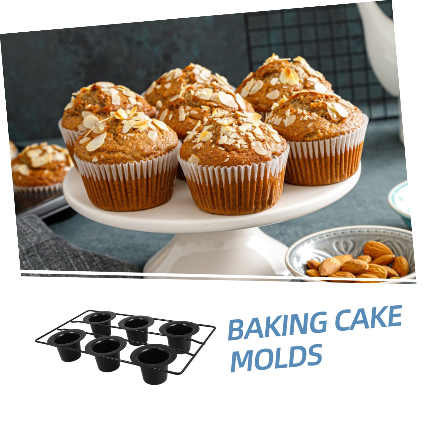 Moule à Muffins Profond Noir en Acier au Carbone 6 Cups