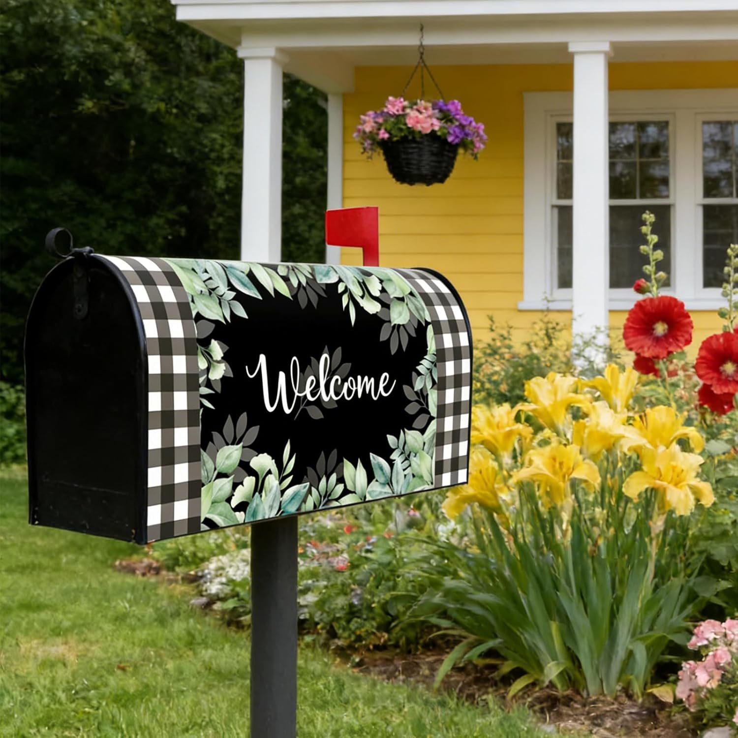 Spring Mailbox Covers Magnetic Standard Size, Green Eucalyptus Leaf Mail Box Cover with Magnet, Spring Leaves Post Letter Box Covers for Summer Holiday Outdoor Garden Yard Home Decor 21"x18"
