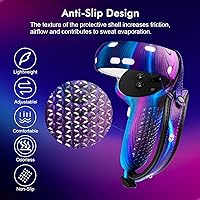 Vista 4 de Relohas Accessories for Oculus Quest 2, VR Accessory Set for Meta Quest 2, Include Controller Grip Leather Cover, VR Shell Cover, Face Cover, The