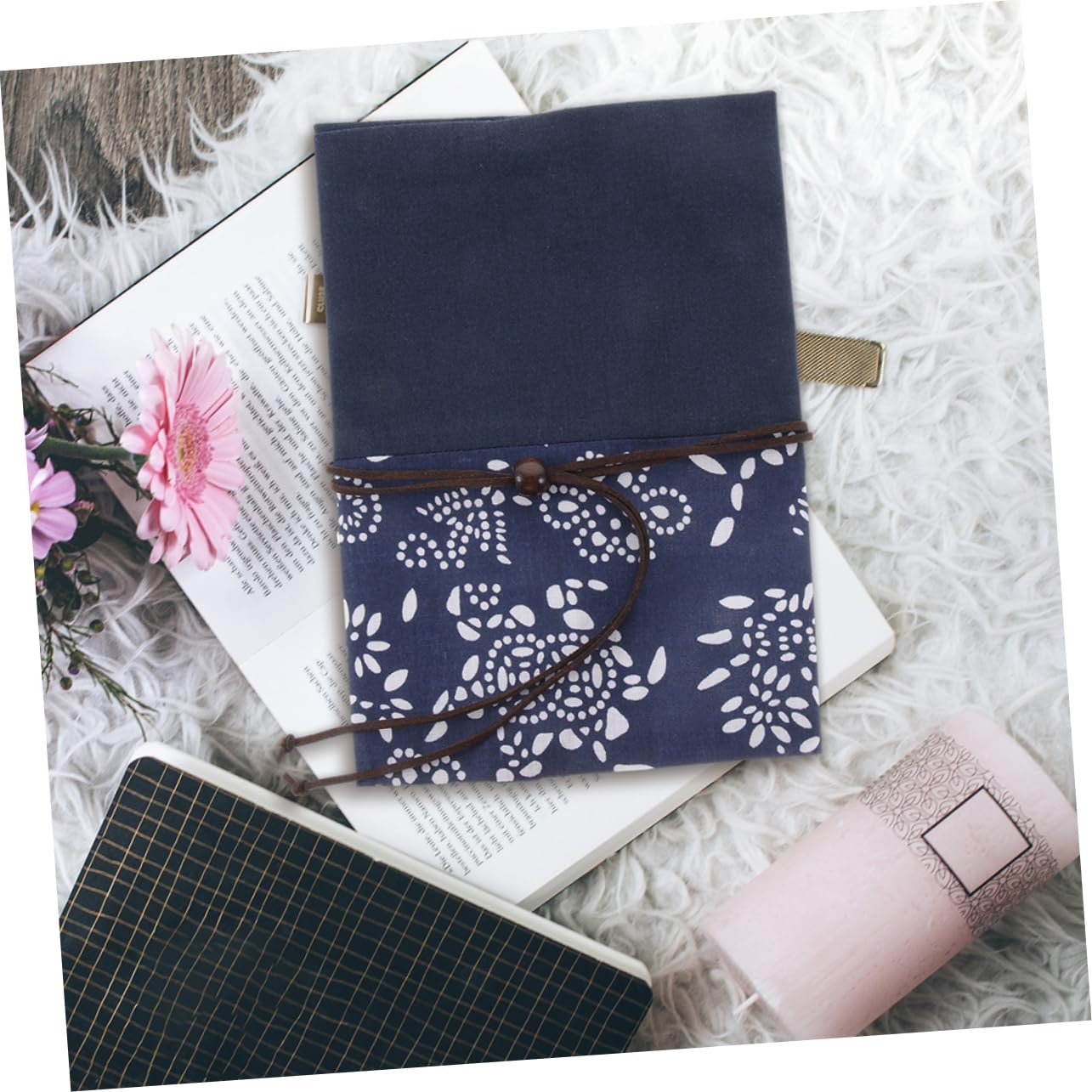 NUOBESTY Lot De 4 Couvertures De Livres En Tissu Teint Bleu Encre Protection Transparente Classeurs Scrapbooking Décoration De Livres Classeurs Intercalaires Autocollants Pochette