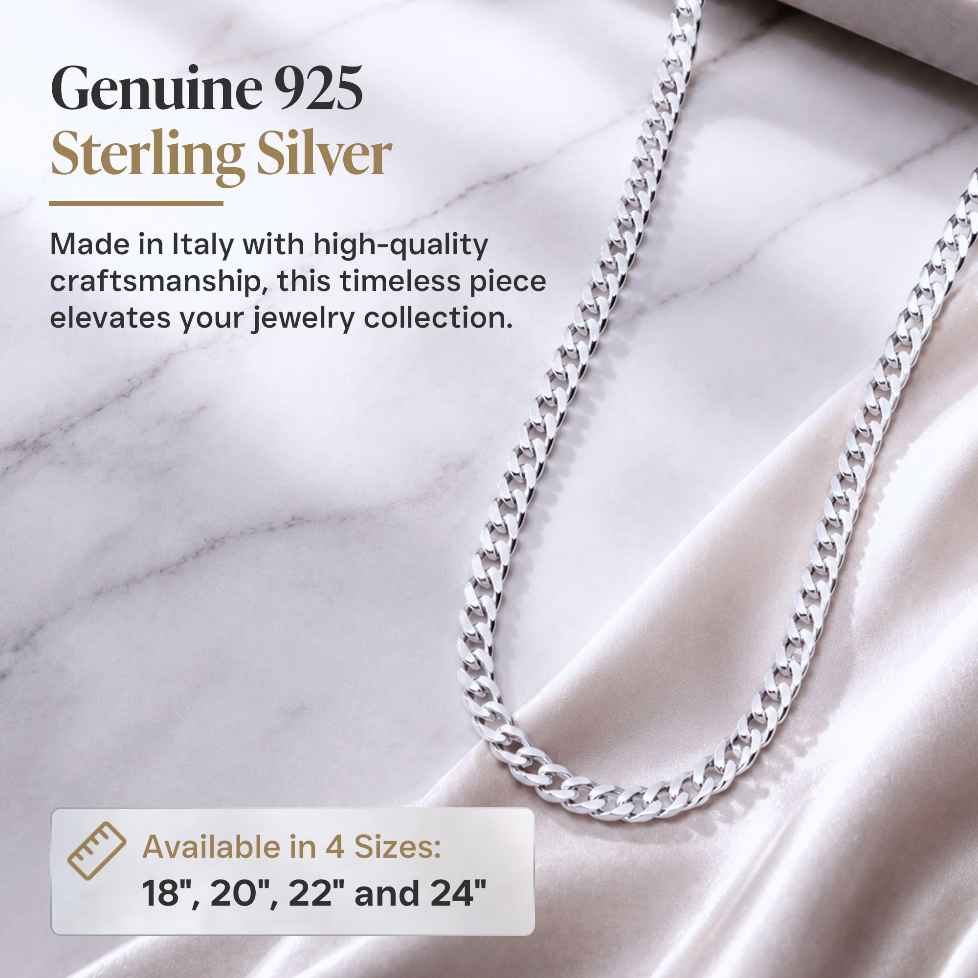 QUADRI - Kette Herren Silber | Silberkette 925 Silber - Halskette Herren | Panzerkette aus 925er Sterlingsilber, hergestellt in Italien von einem seit 1968 tätigen Goldschmiedeunternehmen.