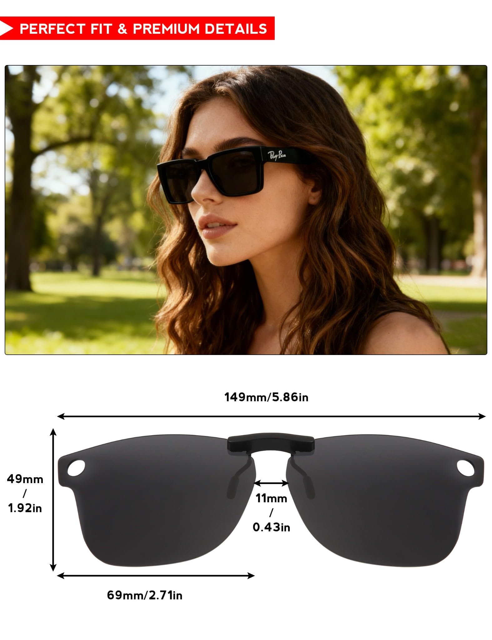 OOWLIT 4 lenti polarizzate di ricambio a clip compatibili con Ray-Ban Meta Wayfarer RW4008 (taglia 53-22), polarizzate
