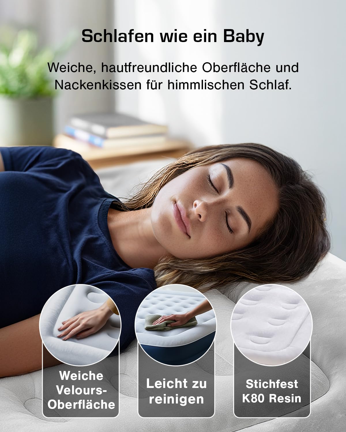 Active Era Luftbett 2 Personen 152×203×35.5 cm Luftmatratze Selbstaufblasend mit Elektro-Pumpe Flock-Oberfläche