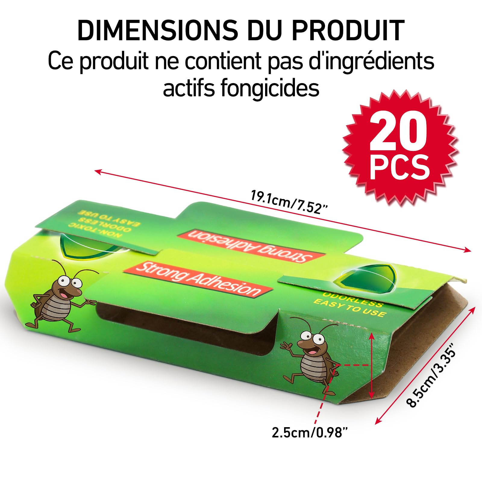 Panneau Adhésif Anti-Cafards 20 Pièces, Surveillance des Nuisibles pour Maison Jardin Cuisine