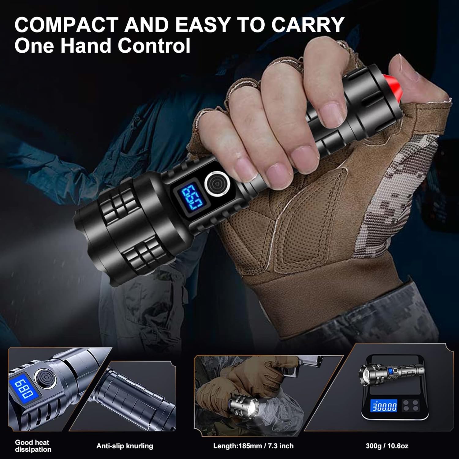 Worlds Brightest Flashlight 200000 lumens OLED Charging Display AIFIRE Best Rechargeable LED Spotlight USB-C Power Bank Holster