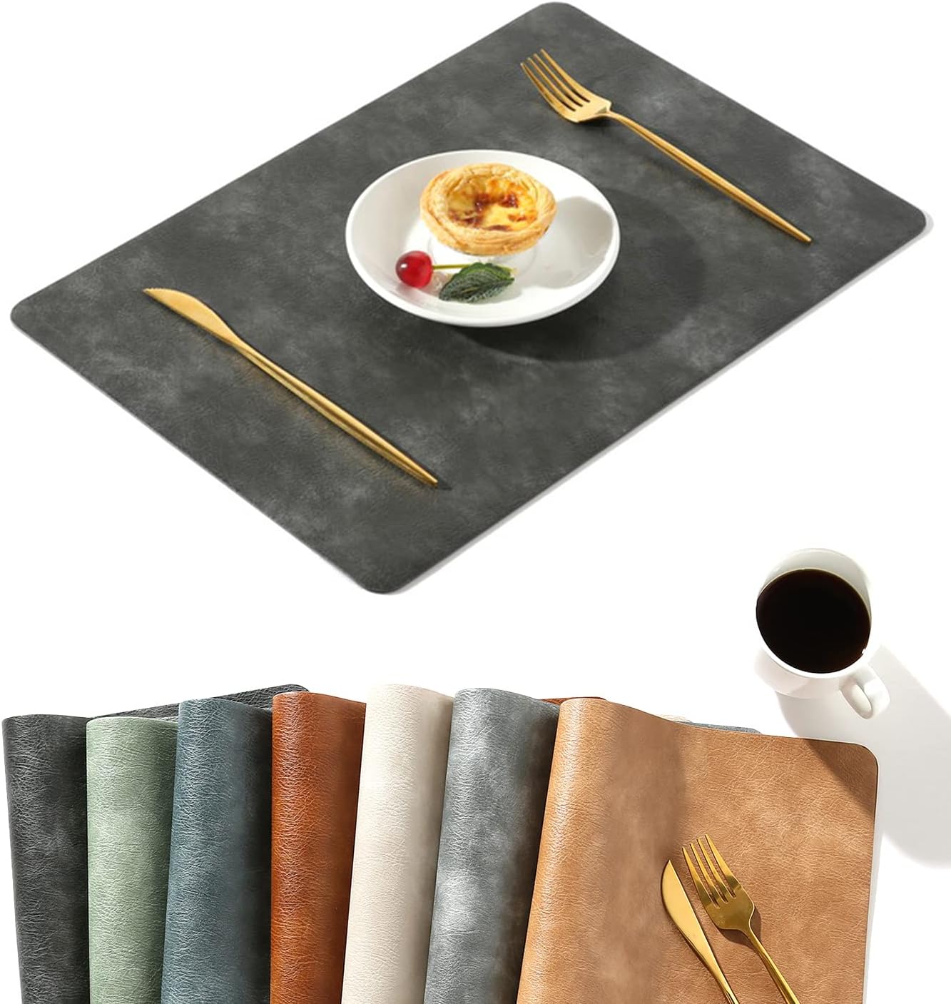 Univo Colors Washed Cowhide Pattern PU Leather Placemats