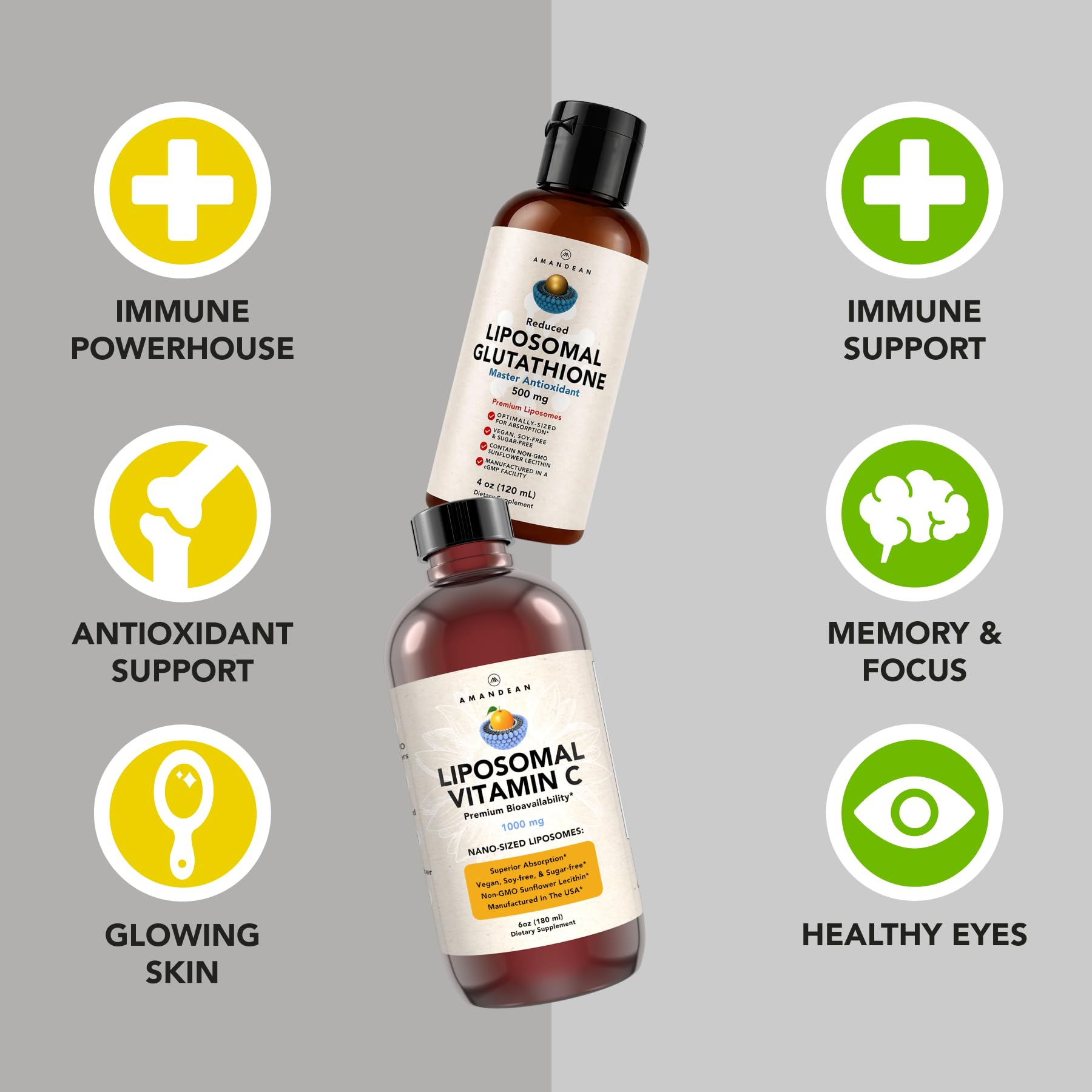liposomal glutathione hair loss Amazon.com: AMANDEAN Antioxidant Bundle - Liposomal Vitamin C Quali®-C  1000mg + Liposomal Glutathione Setria® 500mg