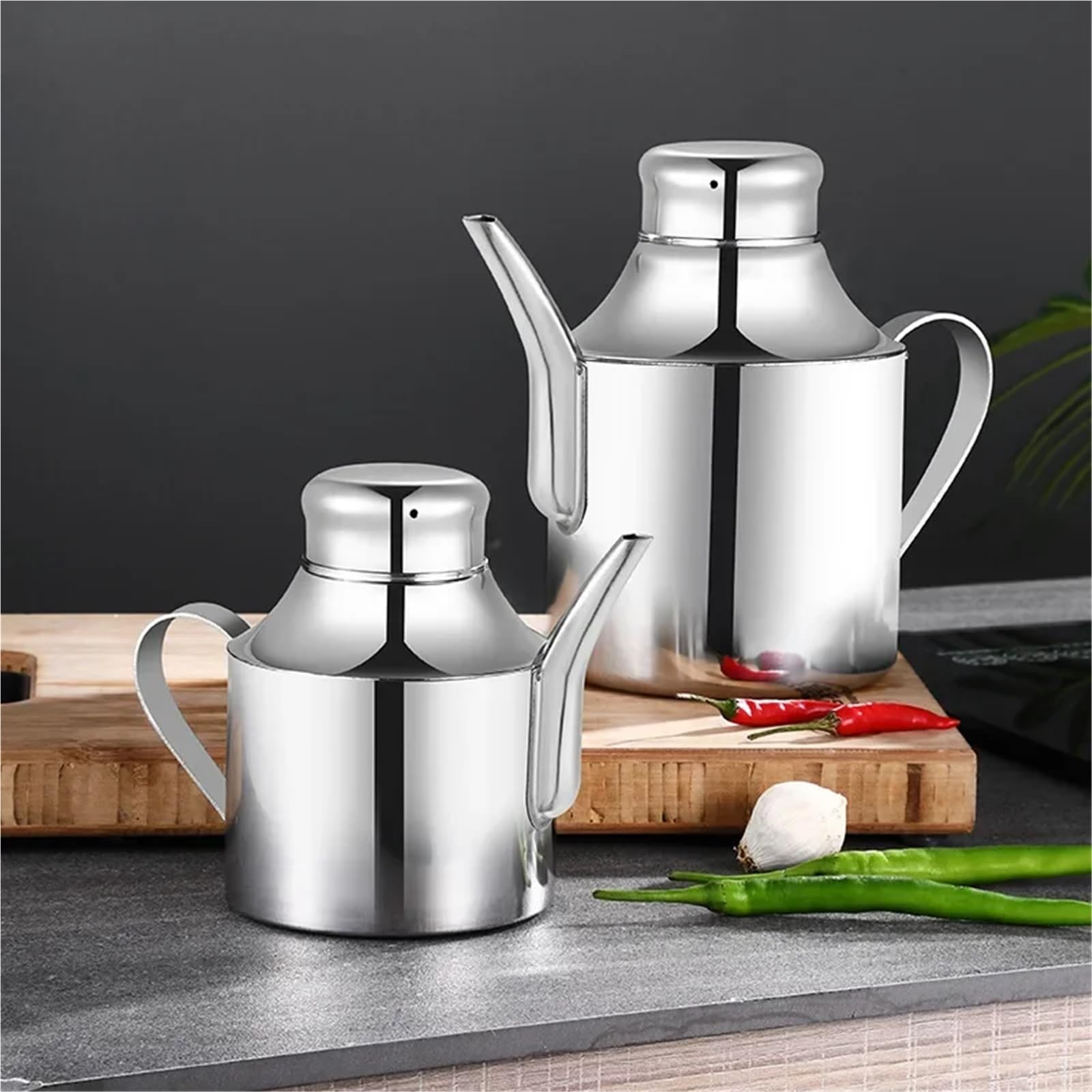 Vaso for olio in acciaio inossidabile 304, antipolvere, controllo delle perdite, bottiglia con ugello lungo, profumo di aceto piccolo
