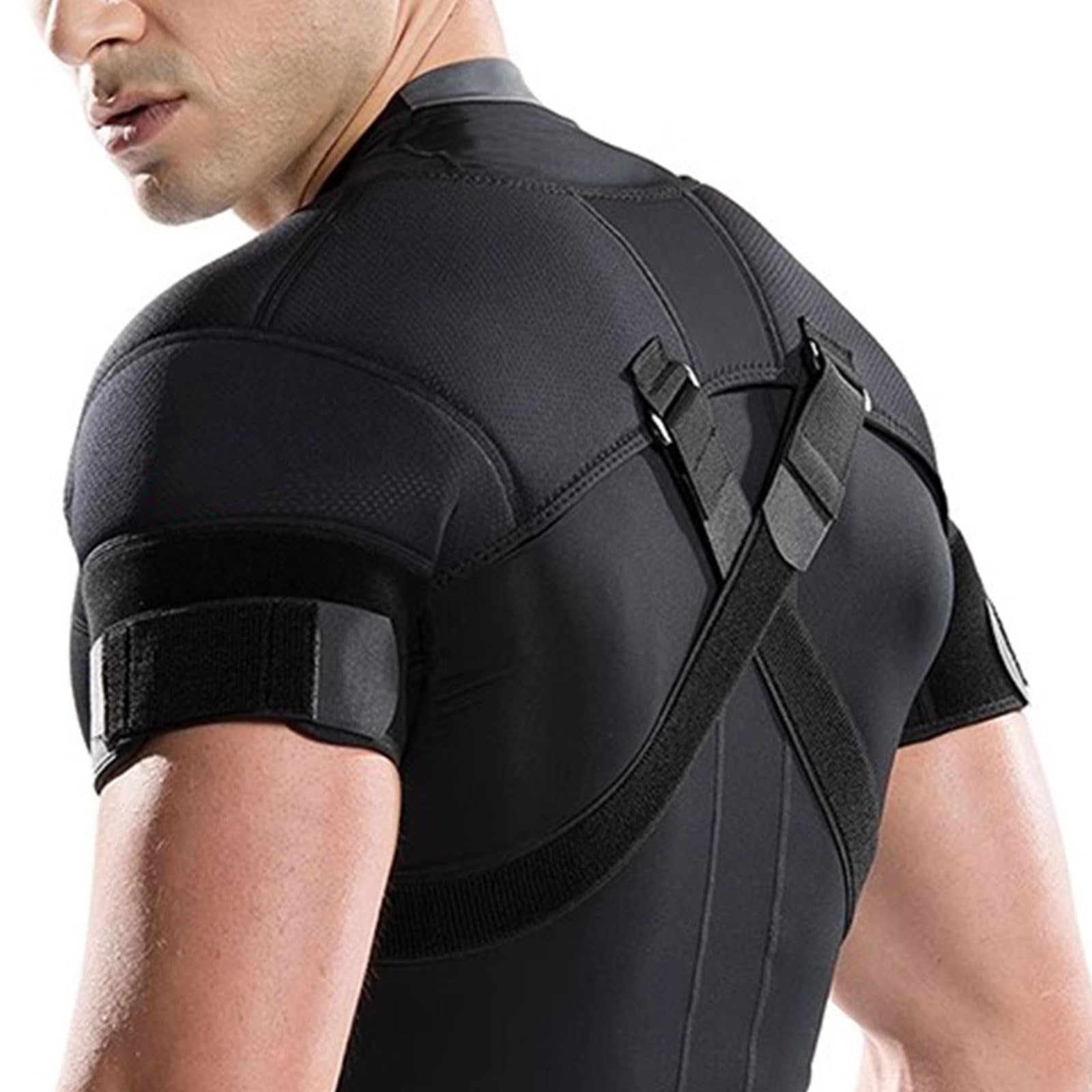 Envoltura de Abrazadera de Soporte de Hombro Doble Correa Protectora de Neopreno Ajustable para Hombres Mujeres, Alivio Lesiones en el Hombro, tendinitis,M
