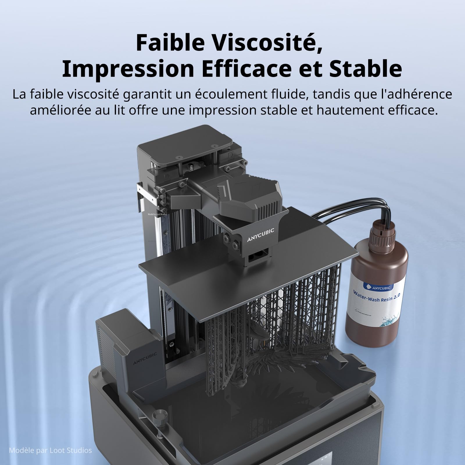 ANYCUBIC Résine Lavable à l'Eau 2.0 pour Imprimante 3D LCD Résine Photopolymère pour des Modèles d'Impression 3D Blanc, 1000g
