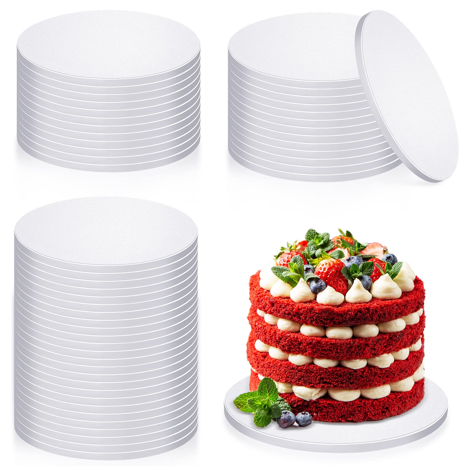 Basi Per Torte ROUND Da 30,5 Cm (12 Pollici) - Spesse 1,2 Cm - Bordi Lisci Rivestiti - Pannelli In Cartone Resistente Per Torte A Più Piani, Matrimonio E Compleanno (8 Pezzi) - 2
